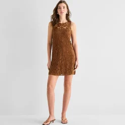 a.n.a Womens Crew Neck Sleeveless A-Line Dress