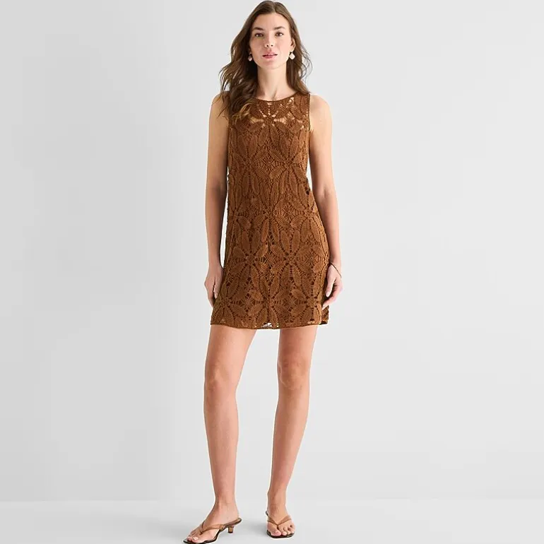 a.n.a Womens Crew Neck Sleeveless A-Line Dress