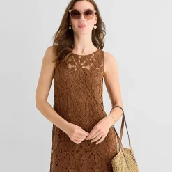 a.n.a Womens Crew Neck Sleeveless A-Line Dress