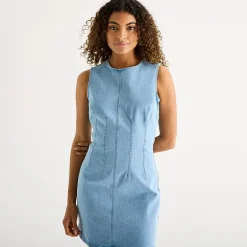 a.n.a Womens Crew Neck Sleeveless Sheath Dress