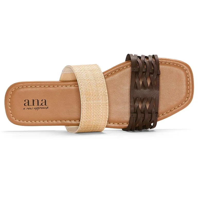 a.n.a Womens Dual Band Slide Sandals