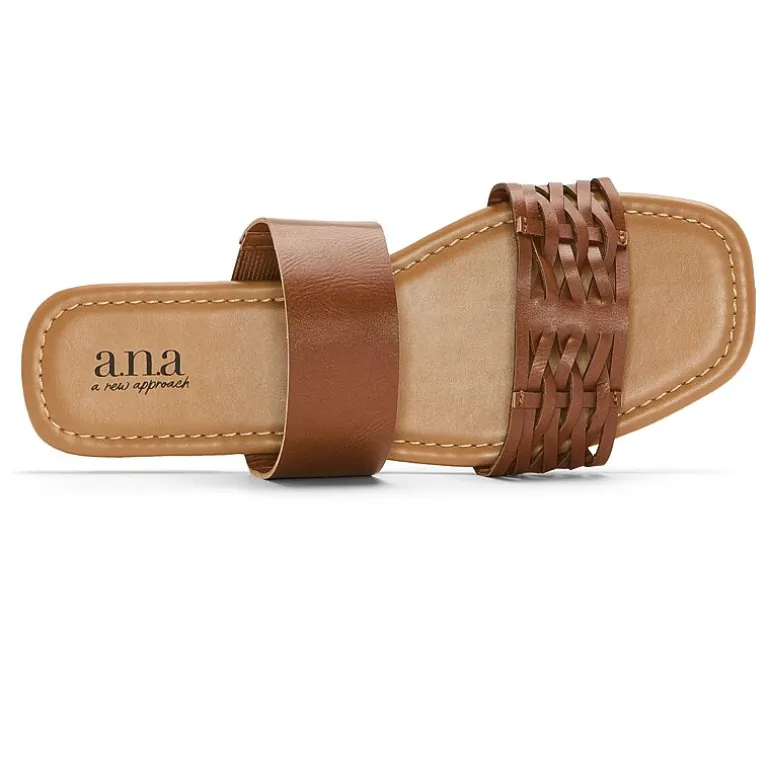 a.n.a Womens Dual Band Slide Sandals