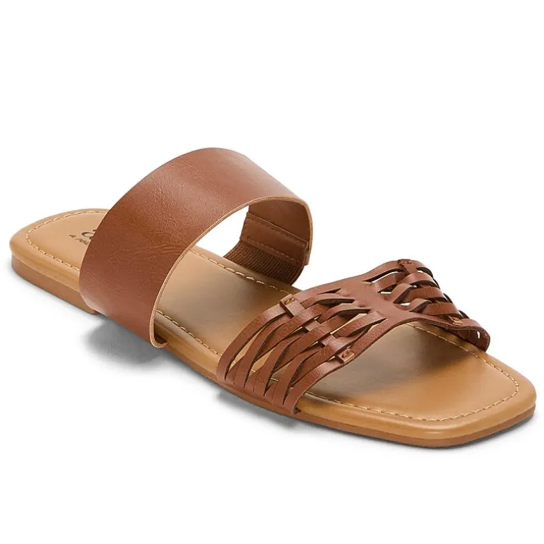 a.n.a Womens Dual Band Slide Sandals