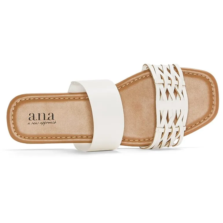 a.n.a Womens Dual Band Slide Sandals