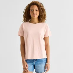 a.n.a Womens Easy-on + Easy-off Crew Neck Short Sleeve Adaptive T-Shirt