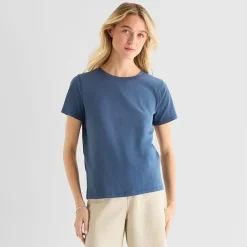 a.n.a Womens Easy-on + Easy-off Crew Neck Short Sleeve Adaptive T-Shirt
