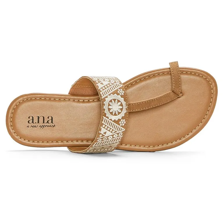 a.n.a Womens Embroidery Slide Sandals