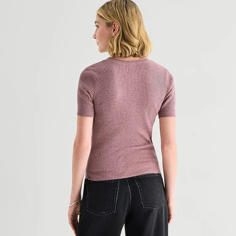 a.n.a Womens Henley Neck Short Sleeve Pullover Sweater