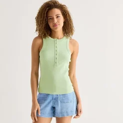 a.n.a Womens Henley Neck Sleeveless Tank Top
