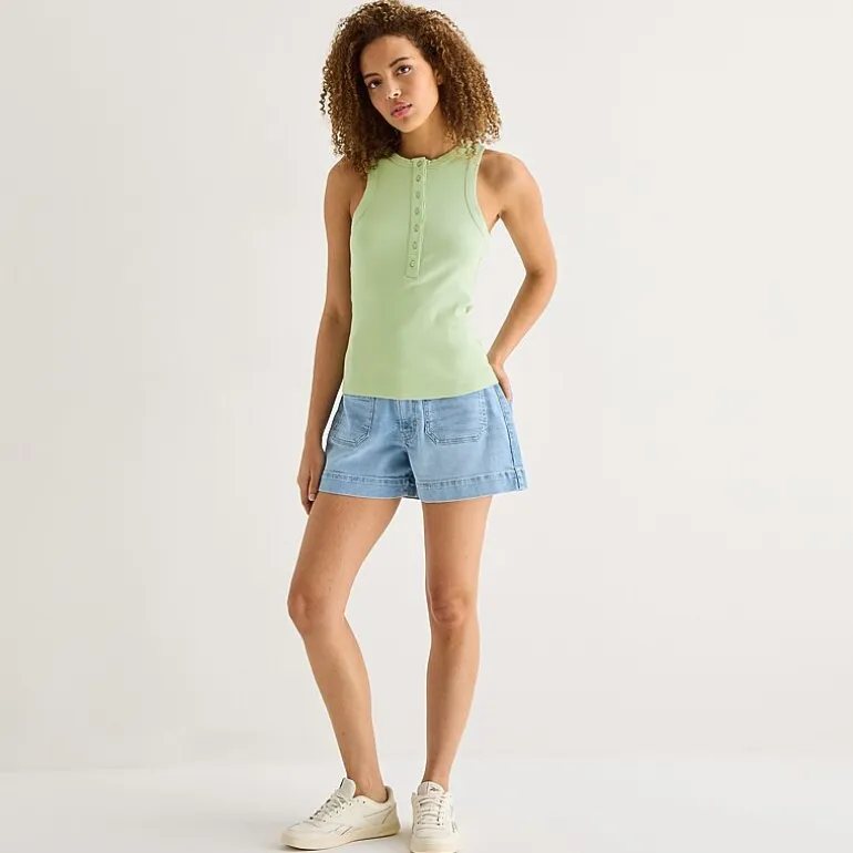 a.n.a Womens Henley Neck Sleeveless Tank Top