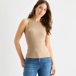 a.n.a Womens High Neck Sleeveless Tank Top