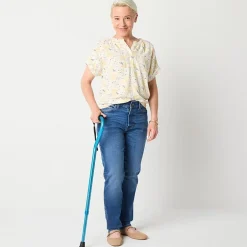 a.n.a Womens High Rise Adaptive Easy-on + Easy-off Straight Leg Jean