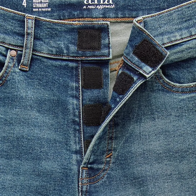 a.n.a Womens High Rise Adaptive Easy-on + Easy-off Straight Leg Jean