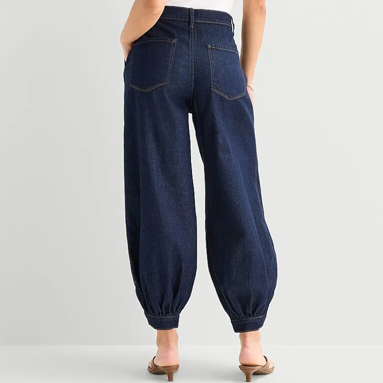 a.n.a Womens High Rise Denim Pleated Balloon Trouser