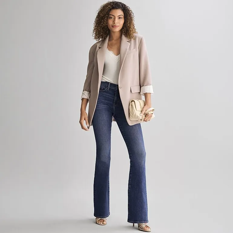 a.n.a Womens High Rise Flare Leg Jean