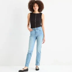 a.n.a Womens High Rise Straight Leg Jean