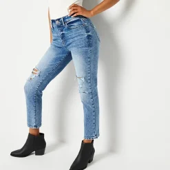 a.n.a Womens High Rise Straight Leg Jean