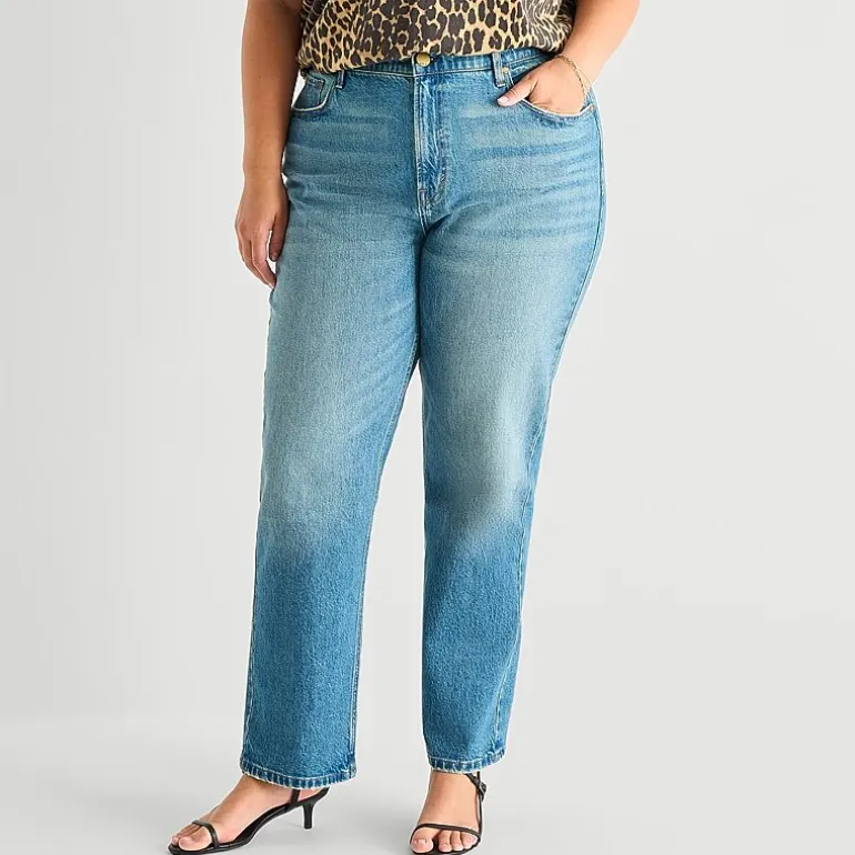 a.n.a Womens High Rise Straight Leg Jean