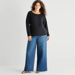 a.n.a Womens High Rise Wide Leg Jean