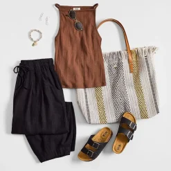 a.n.a Womens Linen Ankle Balloon Pant