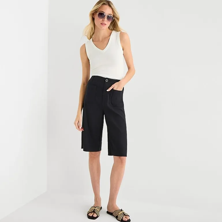 a.n.a Womens Linen Blend Patch Pocket Cropped Pant