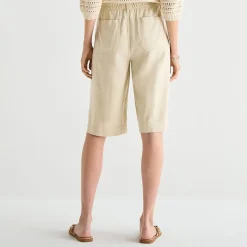 a.n.a Womens Linen Blend Patch Pocket Cropped Pant