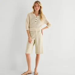 a.n.a Womens Linen Blend Patch Pocket Cropped Pant