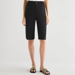 a.n.a Womens Linen Blend Patch Pocket Cropped Pant