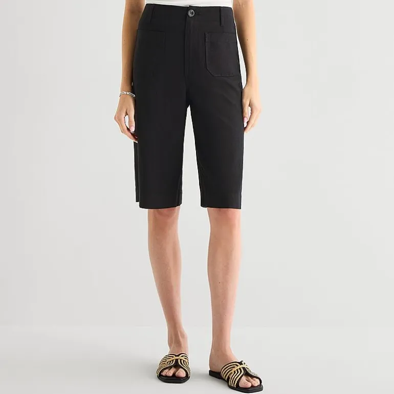 a.n.a Womens Linen Blend Patch Pocket Cropped Pant