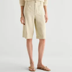 a.n.a Womens Linen Blend Patch Pocket Cropped Pant