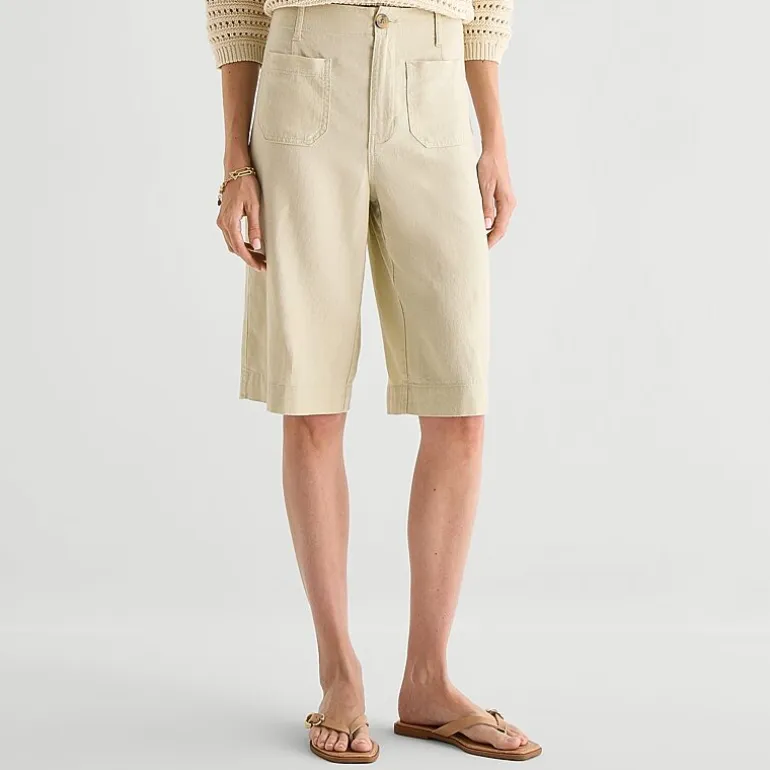 a.n.a Womens Linen Blend Patch Pocket Cropped Pant