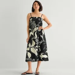 a.n.a Womens Midi Square Neck Sleeveless Maxi Dress