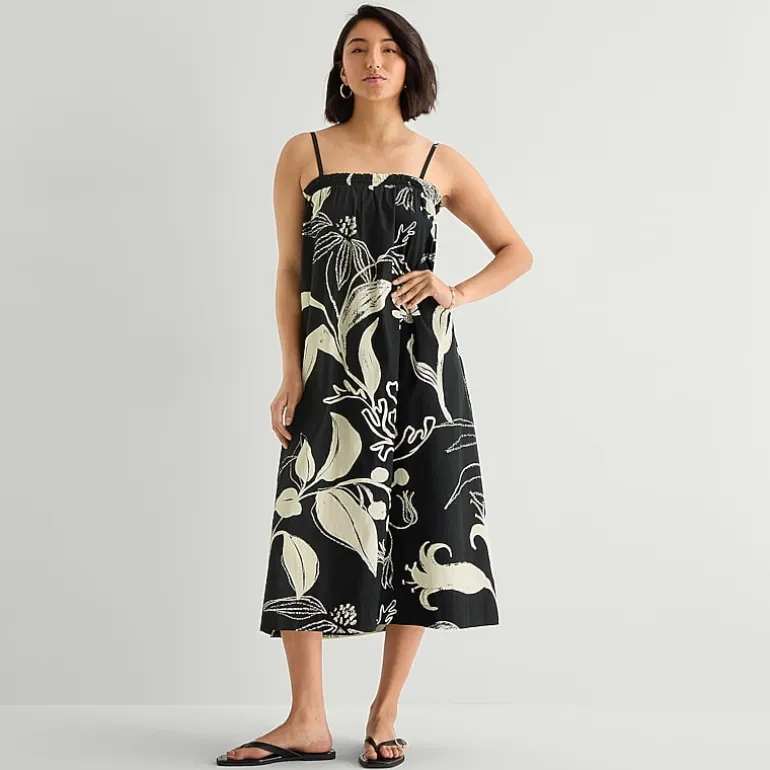 a.n.a Womens Midi Square Neck Sleeveless Maxi Dress