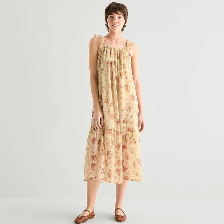 a.n.a Womens Midi Square Neck Sleeveless Sundress