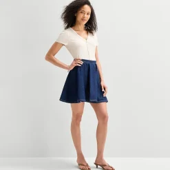 a.n.a Womens Mid Rise Denim Skirt