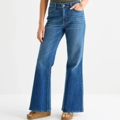 a.n.a Womens Mid Rise Relaxed Flare Leg Jean