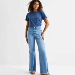 a.n.a Womens Mid Rise Relaxed Flare Leg Jean