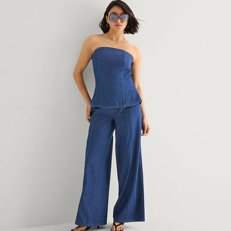 a.n.a Womens Mid Rise Wide Leg Jean