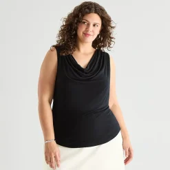 a.n.a Womens Plus Cowl Neck Sleeveless Tank Top