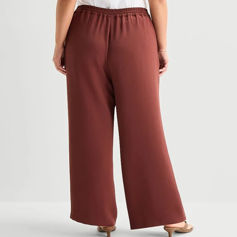 a.n.a Womens Plus Crepe Wide Leg Mid Rise Pull-On Pant