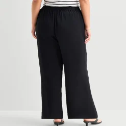 a.n.a Womens Plus Crepe Wide Leg Mid Rise Pull-On Pant