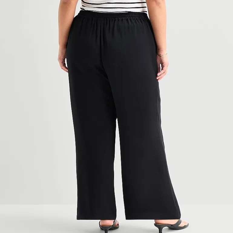 a.n.a Womens Plus Crepe Wide Leg Mid Rise Pull-On Pant