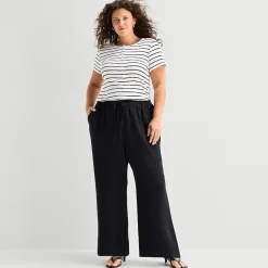a.n.a Womens Plus Crepe Wide Leg Mid Rise Pull-On Pant