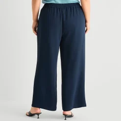 a.n.a Womens Plus Crepe Wide Leg Mid Rise Pull-On Pant