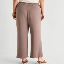 a.n.a Womens Plus Crepe Wide Leg Mid Rise Pull-On Pant