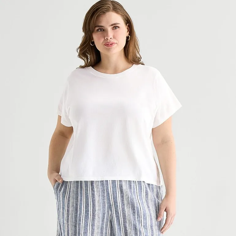 a.n.a Womens Plus Crew Neck Short Sleeve T-Shirt