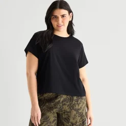 a.n.a Womens Plus Crew Neck Short Sleeve T-Shirt