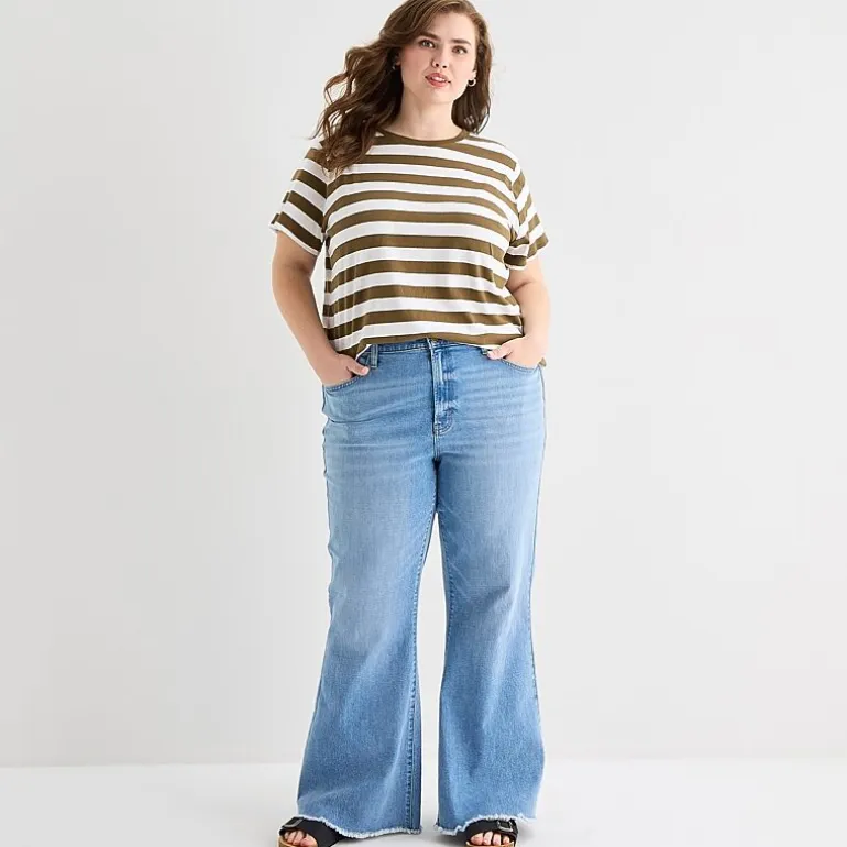 a.n.a Womens Plus Crew Neck Short Sleeve T-Shirt