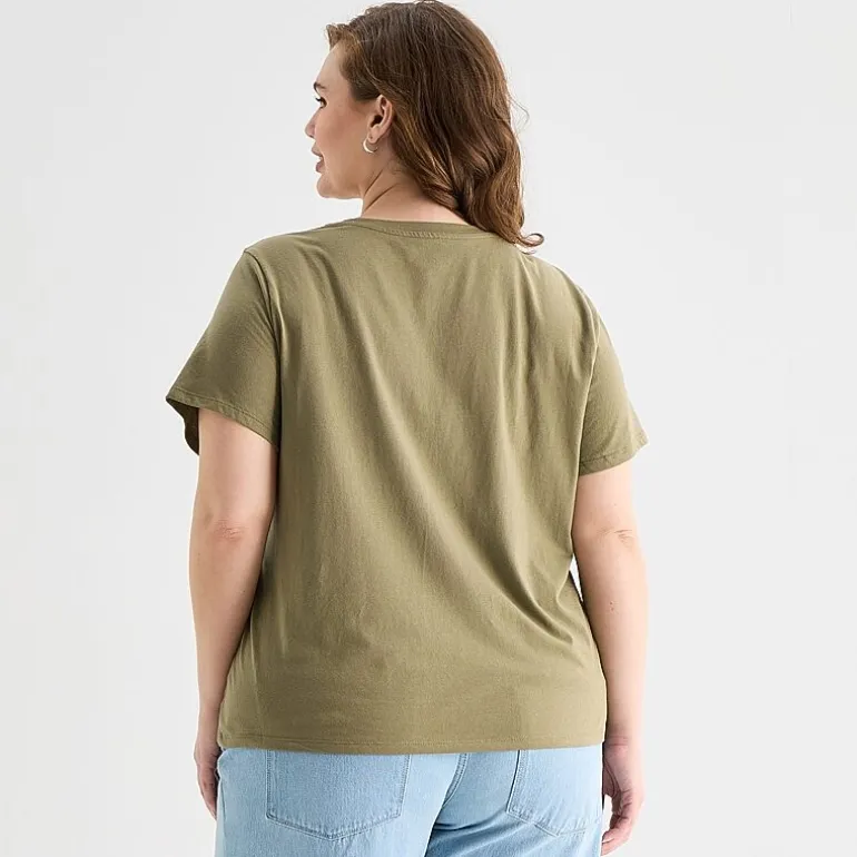 a.n.a Womens Plus Crew Neck Short Sleeve T-Shirt