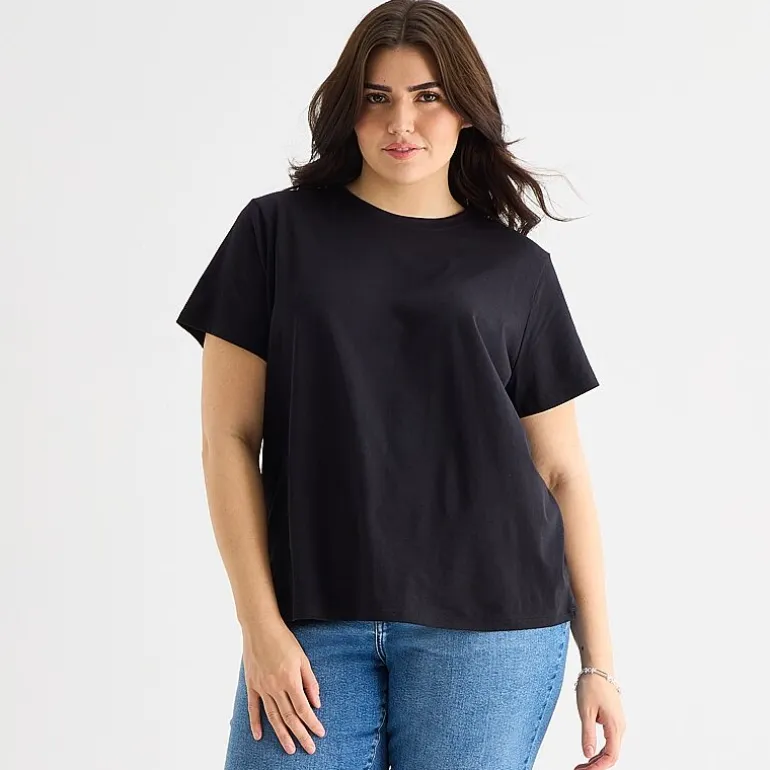 a.n.a Womens Plus Crew Neck Short Sleeve T-Shirt